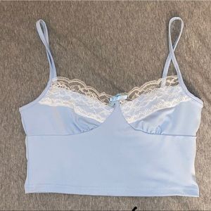 Blue lace lined tank